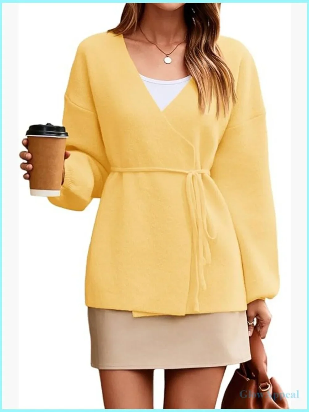 Wrap V-Neck Cardigan Sweater Tie Front Long Sleeve Knit Blazer